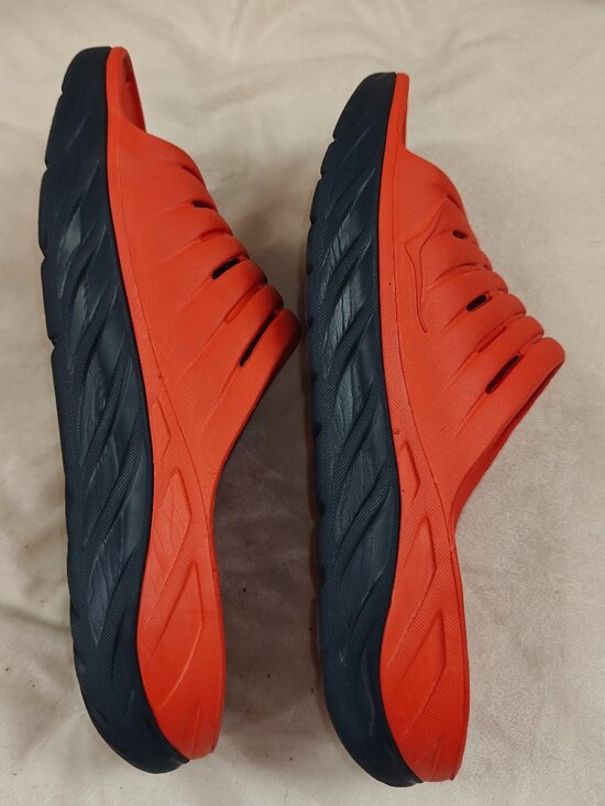 Hoka One One ORA Recovery Slides, Red and Navy, Men\'s size 15